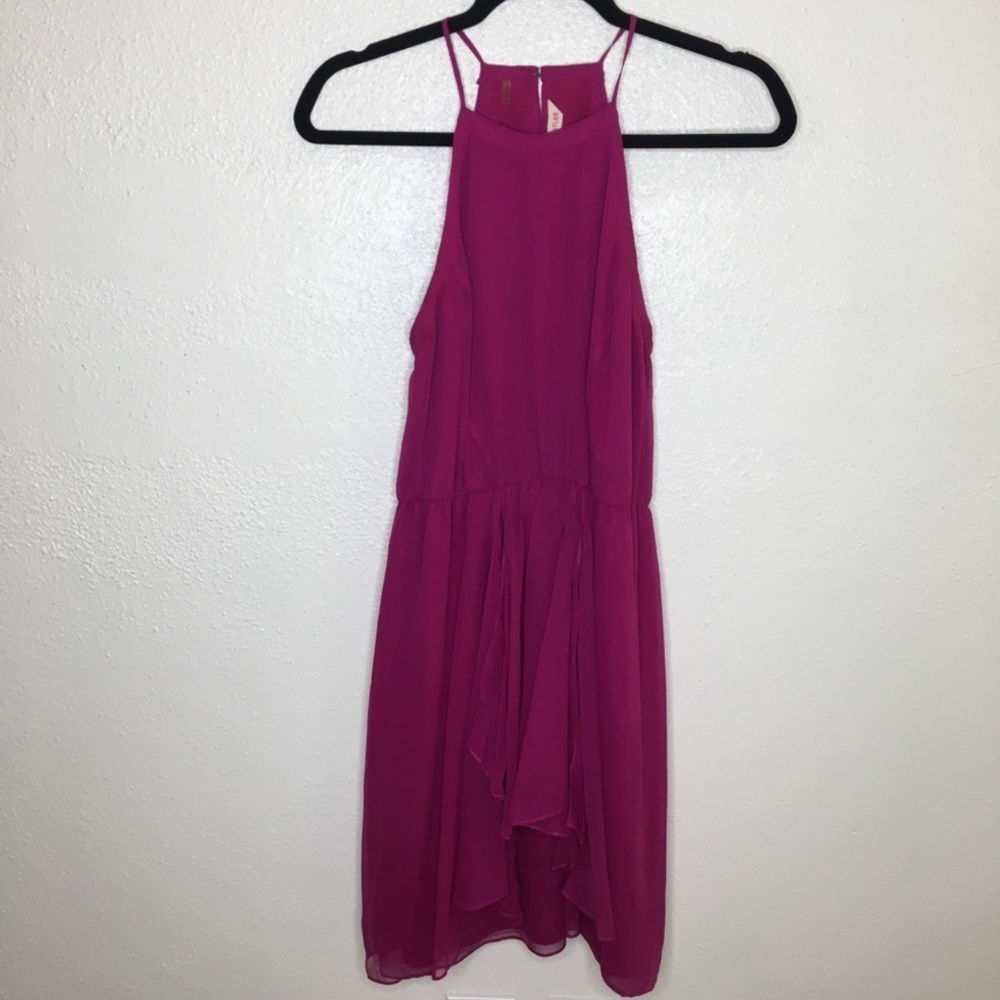 Rebecca Taylor Fuchsia Halter Neckline Silk Mini Dress S